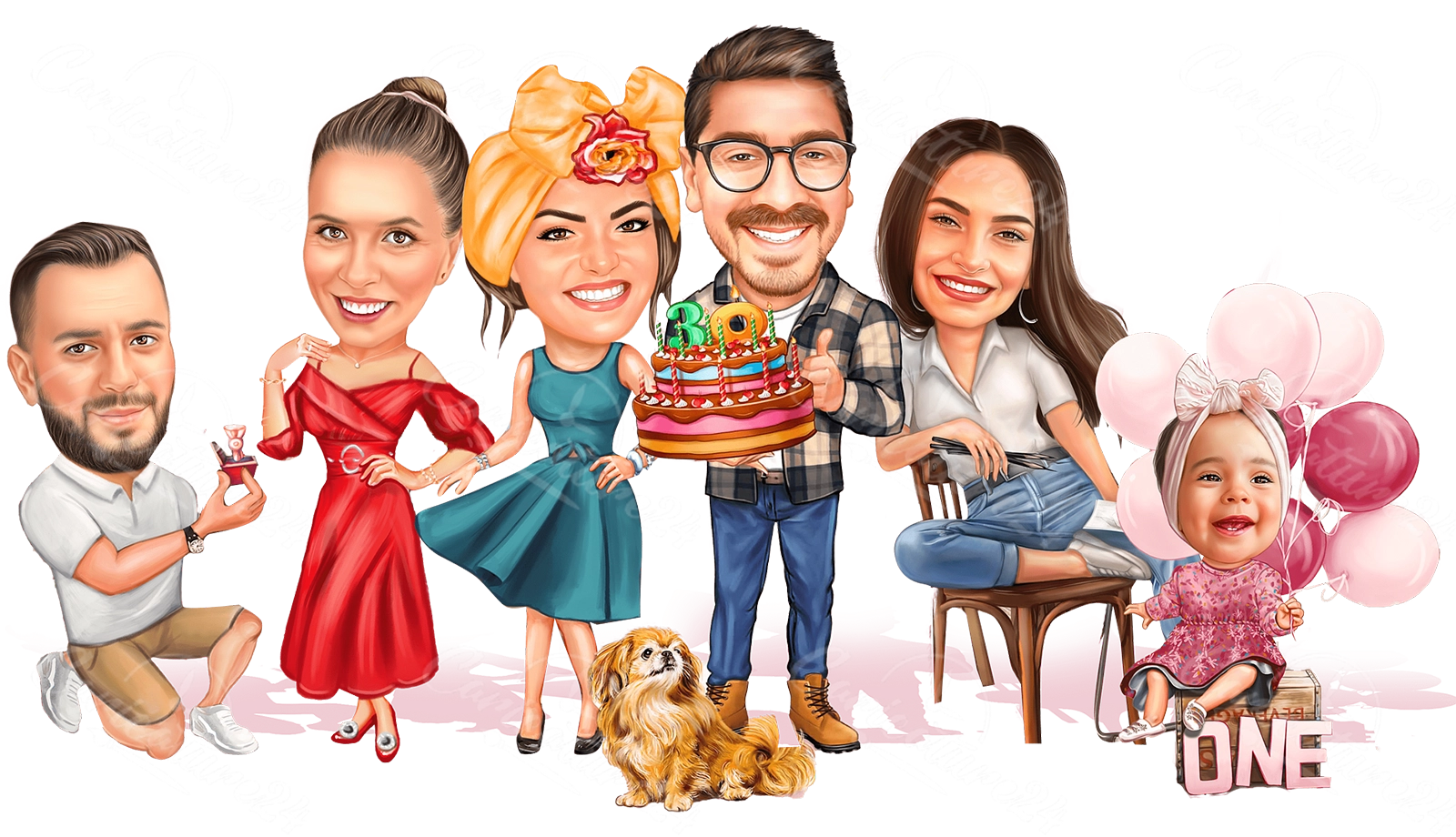 caricatures collage